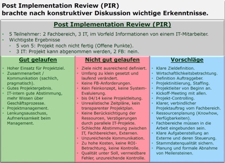 Mit dem Post Implementation Review erlangen Sie wichtige Erkenntnisse aus zurückliegenden Projekten.